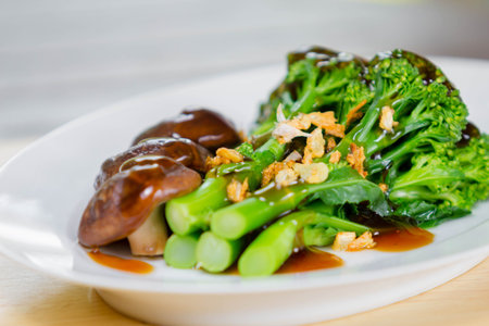 Stir-Fried Broccoli in dishの写真素材