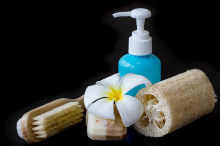 spa set in black background