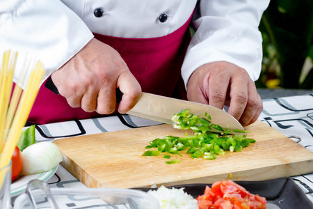 Sliced Green Bell Pepper On Wooden Board