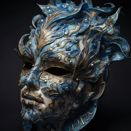 Beautiful Venetian mask on black background. close-up.の素材
