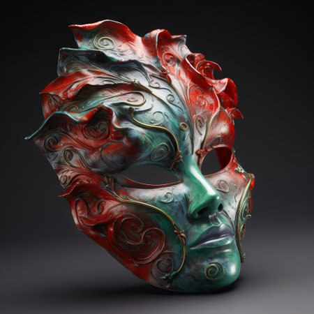 Venetian mask isolated on black background. 3d illustration.の素材