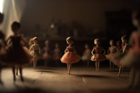 Miniature figures of ballerinas in the room. selective focus.の素材