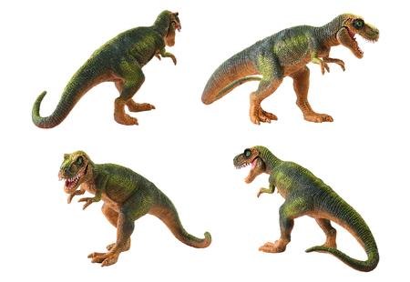Plastic dinosaur tirex toy isolated on white backgroundの写真素材
