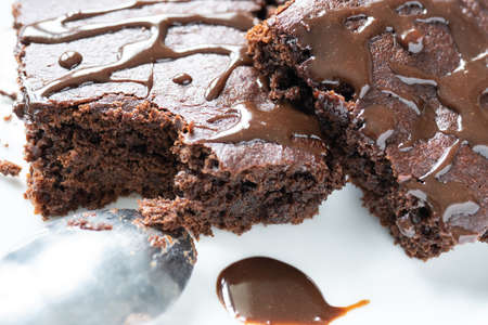 Dessert fudgy chocolate brownies/ fudgy vegan brownies.の写真素材