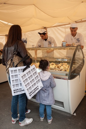 MILAN, ITALY - JUNE 1: People visit Gelato Festival, annual event dedicated to the Italian ice cream tradition with a big public tasting in Milan JUNE 1, 2013のeditorial素材