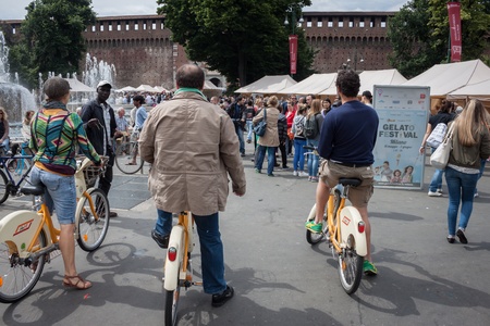 MILAN, ITALY - JUNE 1: People visit Gelato Festival, annual event dedicated to the Italian ice cream tradition with a big public tasting in Milan JUNE 1, 2013のeditorial素材