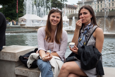 MILAN, ITALY - JUNE 1: People visit Gelato Festival, annual event dedicated to the Italian ice cream tradition with a big public tasting in Milan JUNE 1, 2013のeditorial素材