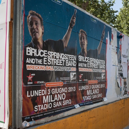 MILAN, ITALY - JUNE 3: Thousands of fans gather outside the stadium waiting for the gates to open at Bruce Springsteen world tour in Milan JUNE 3, 2013のeditorial素材