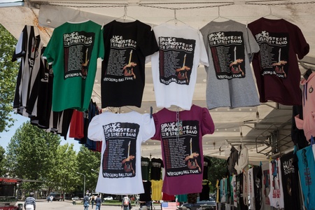 MILAN, ITALY - JUNE 3: Thousands of fans gather outside the stadium waiting for the gates to open at Bruce Springsteen world tour in Milan JUNE 3, 2013のeditorial素材