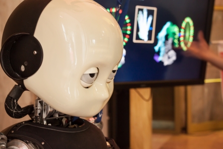 MILAN, ITALY - JUNE 1: Presentation of icub robot at Wired next fest, festival of innovation and creativity in Milan on JUNE 1, 2013のeditorial素材