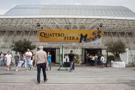 MILAN, ITALY - JUNE 8: People and dogs visit Quattrozampe in fiera exhibition, important event dedicated to dogs and their owners in Milan on JUNE 8, 2013.のeditorial素材