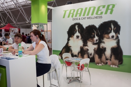 MILAN, ITALY - JUNE 8: People and dogs visit Quattrozampe in fiera exhibition, important event dedicated to dogs and their owners in Milan on JUNE 8, 2013.のeditorial素材