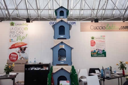 MILAN, ITALY - JUNE 8: People and dogs visit Quattrozampe in fiera exhibition, important event dedicated to dogs and their owners in Milan on JUNE 8, 2013.のeditorial素材