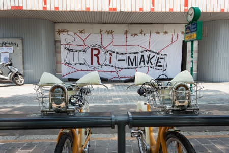 MILAN, ITALY - JUNE 18: Activists occupy the Maestoso movie theater, abandoned since 2007, to protest against the lack of social spaces in Milan on JUNE 18, 2013.のeditorial素材