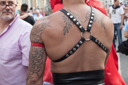MILAN, ITALY - JUNE 29: Thousands of people march in the city streets for the annual gay pride parade, claiming equality and legal rights in Milan on JUNE 29, 2013のeditorial素材