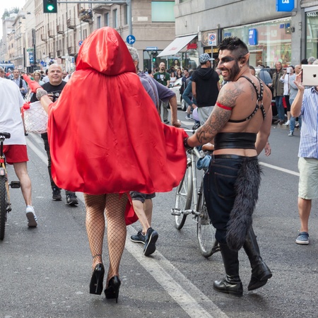 MILAN, ITALY - JUNE 29: Thousands of people march in the city streets for the annual gay pride parade, claiming equality and legal rights in Milan on JUNE 29, 2013のeditorial素材