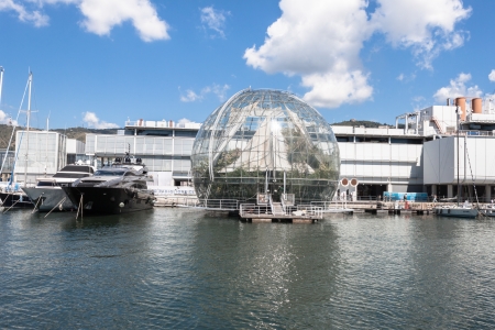 GENOA, ITALY - AUGUST, 28  External view of the aquarium building in the port, the busiest of Italy and one of the most important in the Mediterranean area, on August 28, 2013 in Genoa のeditorial素材