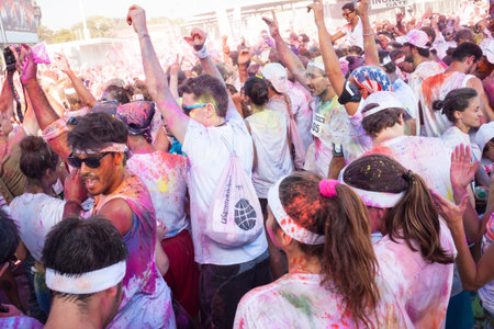 MILAN, ITALY - SEPTEMBER 7  Thousands of people take part in The Color Run event, the funniest and...