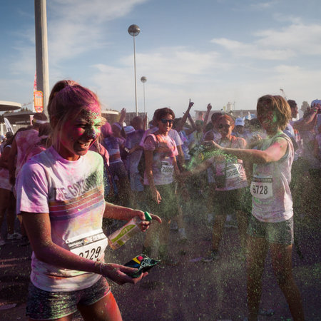 MILAN, ITALY - SEPTEMBER 7  Thousands of people take part in The Color Run event, the funniest and...