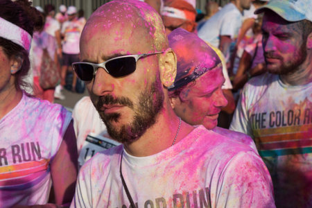MILAN, ITALY - SEPTEMBER 7  Thousands of people take part in The Color Run event, the funniest and...