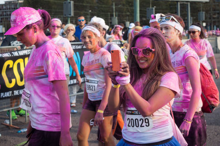 MILAN, ITALY - SEPTEMBER 7  Thousands of people take part in The Color Run event, the funniest and...