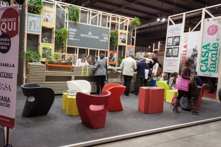 MILAN, ITALY - OCTOBER 3  People visit Made expo, international architecture and building trade show on October 3, 2013 in Milan のeditorial素材