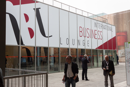 MILAN, ITALY - OCTOBER 3  People visit Made expo, international architecture and building trade show on October 3, 2013 in Milan のeditorial素材