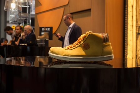 MILAN, ITALY - OCTOBER 3  Stylish safety shoes at Made expo, international architecture and building trade show on October 3, 2013 in Milan のeditorial素材
