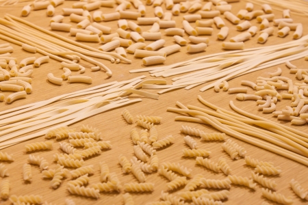 MILAN, ITALY - OCTOBER 18  Different kinds of handmade pasta at Host 2013, international exhibition of the hospitality industry on OCTOBER 18, 2013 in Milan のeditorial素材