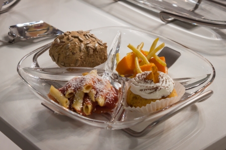 MILAN, ITALY - OCTOBER 18  Food in a dish at Host 2013, international exhibition of the hospitality industry on OCTOBER 18, 2013 in Milan のeditorial素材