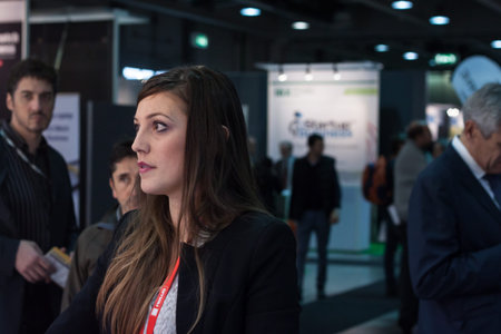 MILAN, ITALY - OCTOBER 23  People visit Smau, international exhibition of information communications...
