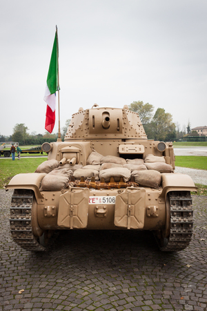 MILAN, ITALY - NOVEMBER 2  Italian WW II tank at Militalia, exhibition dedicated to militaria collectors and military associations on NOVEMBER 2, 2013 in Milan のeditorial素材