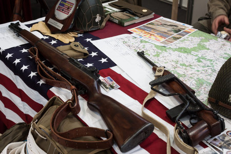 MILAN, ITALY - NOVEMBER 2  Rifles on display at Militalia, exhibition dedicated to militaria...