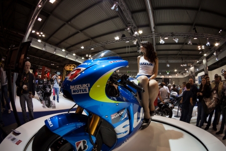 MILAN, ITALY - NOVEMBER 7  People visit EICMA, international motorcycle exhibition on NOVEMBER 7, 2013 in Milan のeditorial素材