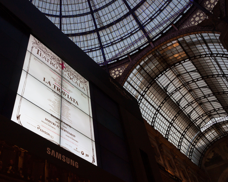 MILAN, ITALY - DECEMBER 7  Big screen ready to broadcast Verdiのeditorial素材