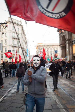 MILAN, ITALY - DECEMBER 14  People partecipate in an antifascist march to celebrate piazza Fontana bombing anniversary on DECEMBER 14,2013 in Milan のeditorial素材