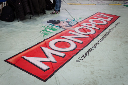 MILAN, ITALY - FEBRUARY 2: Giant Monopoly game at Festival del Fumetto, convention dedicated to comics and cosplay world on FEBRUARY 2, 2014 in Milan.のeditorial素材
