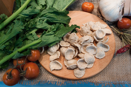 MILAN, ITALY - FEBRUARY 13  Homemade fresh pasta on display at Bit, international tourism exchange reference point for the travel industry on FEBRUARY 13, 2014 in Milan のeditorial素材
