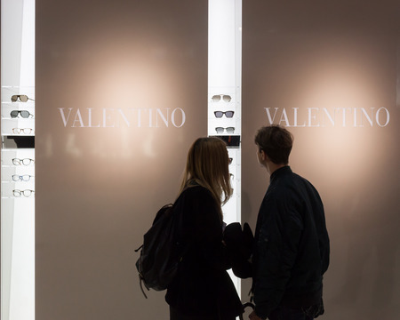 MILAN, ITALY - MARCH 1: People visit Mido, international exhibition for optics, optometry and ophtalmology on MARCH 1, 2014 in Milan.のeditorial素材