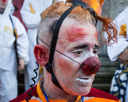 MILAN, ITALY - MARCH 5: Portrait of clown Moriss at Milan Clown Festival, international event dedicated to clowns and street theatre on MARCH 5, 2014 in Milan.のeditorial素材
