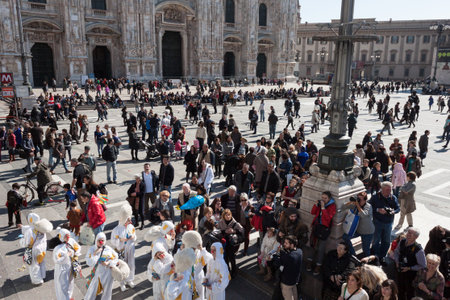 MILAN, ITALY - MARCH 6: People look at the clowns of Milan Clown Festival, international event...