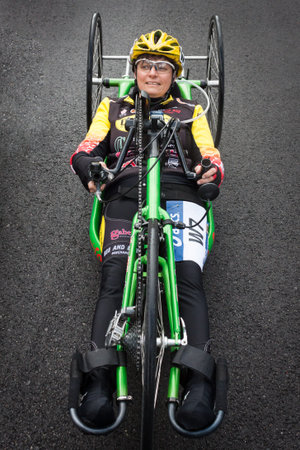 MILAN, ITALY - MARCH 23: Disabled athlete takes part in Stramilano, traditional half marathon...