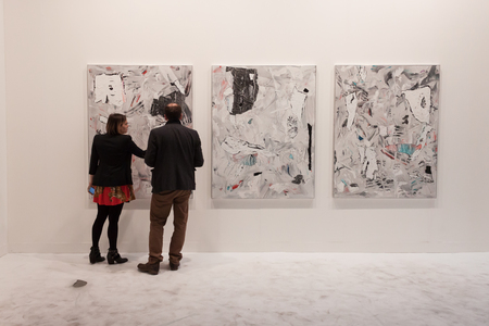 MILAN, ITALY - MARCH 28: People visit Miart, international exhibition of modern and contemporary art on MARCH 28, 2014 in Milan.のeditorial素材