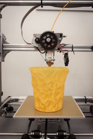 MILAN, ITALY - MARCH 30: 3d printer on display at Robot and Makers Milano Show, event dedicated to...