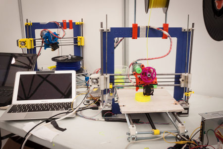 MILAN, ITALY - MARCH 30: 3d printer on display at Robot and Makers Milano Show, event dedicated to...