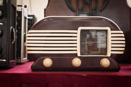 MILAN, ITALY - MARCH 30: Vintage radio on display at Robot and Makers Milano Show, event dedicated to robotics and makers on MARCH 30, 2014 in Milan.のeditorial素材
