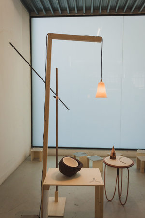MILAN, ITALY - APRIL 11: Lamp on display for Fuorisalone at Ventura Lambrate space, location of important events during Milan Design week on APRIL 11, 2014 in Milanのeditorial素材