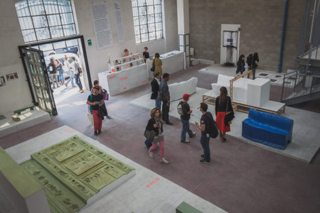 MILAN, ITALY - APRIL 11: People visit Fuorisalone at Ventura Lambrate space, location of important...