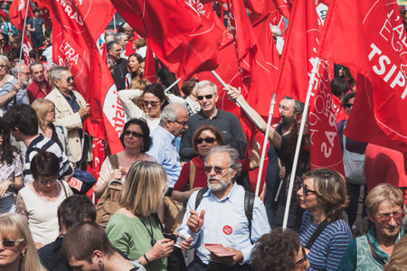 MILAN, ITALY - APRIL 25  Thousands of people take part in the Liberation Day parade to remember the...