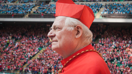 MILAN, ITALY - JUNE 2: Archbishop Scola meets 50.000 teenagers before they receive the Sacrament of Confirmation at San Siro stadium on JUNE 2, 2014 in Milan.のeditorial素材